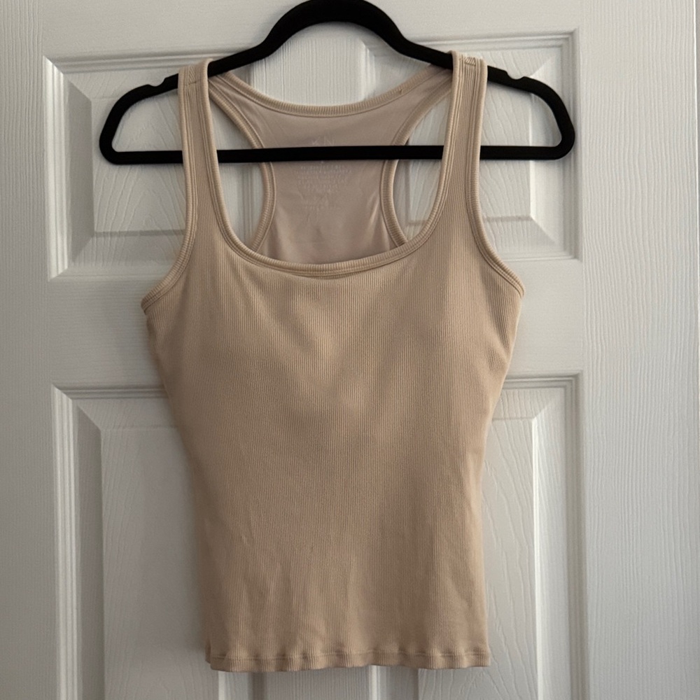 Klassy Network Beige Tank Top with Built in Bra